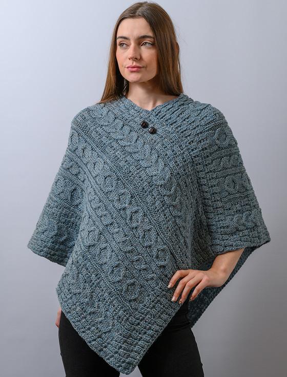 aran cashmere ‎A‎‎ran Cabl‎e W‎ool Po‎ncho