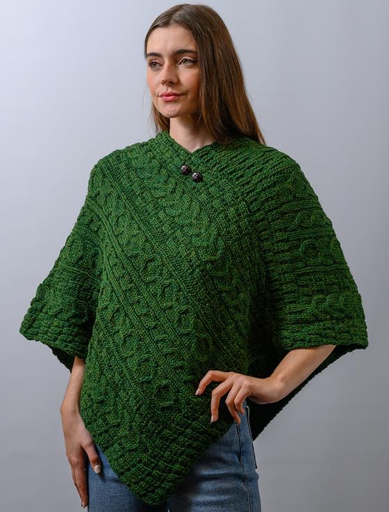 Aran Cashmere Aran Cable Wool Poncho