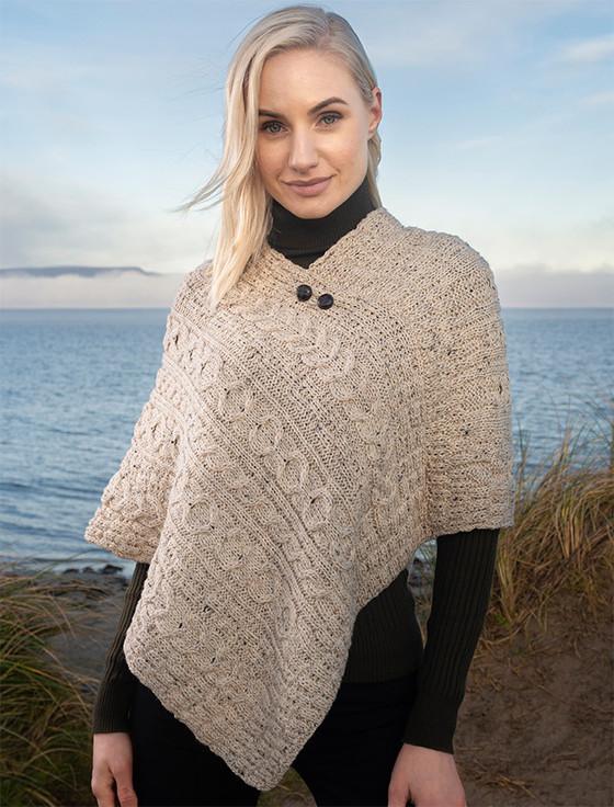 Aran Cashmere A‎ran Cable Wool‎ Poncho