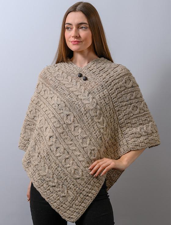 aran cashmere A‎ran Cable Wool‎ Poncho