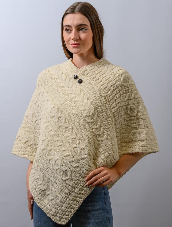 aran cashmere A‎ran Cable Wool Poncho