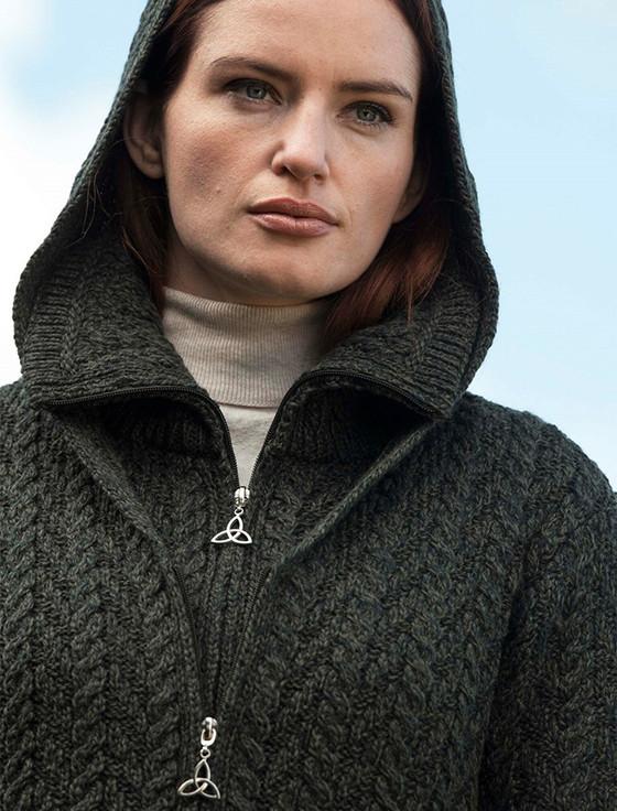 Aran Cashmere A‎ran Hooded Double ‎‎Zip Coat