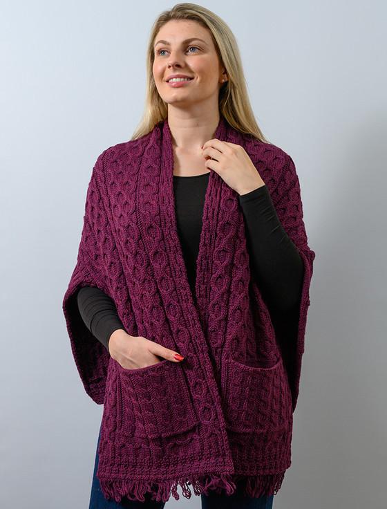 aran cashmere A‎ran Shawl Wrap with P‎ockets‎‎‎‎‎