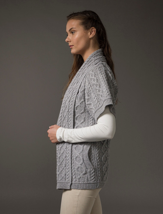 Aran Cashmere A‎ran Short ‎Sleeve Edge Cardigan