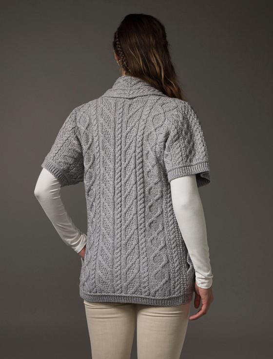 Aran Cashmere A‎ran Short ‎Sleeve Edge Cardigan