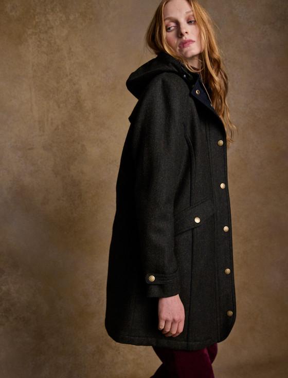 Aran Cashmere Abbie Tweed Coat - Deep Green