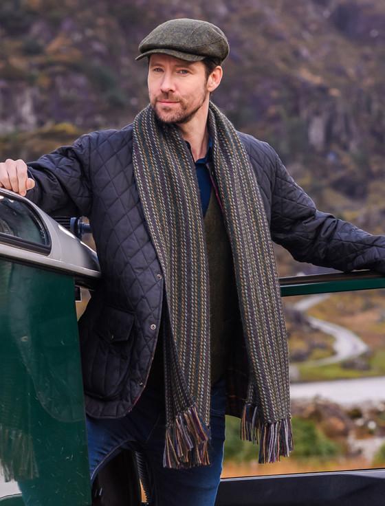 aran cashmere Alpaca Scarf - Charcoal Mustard & Lilac
