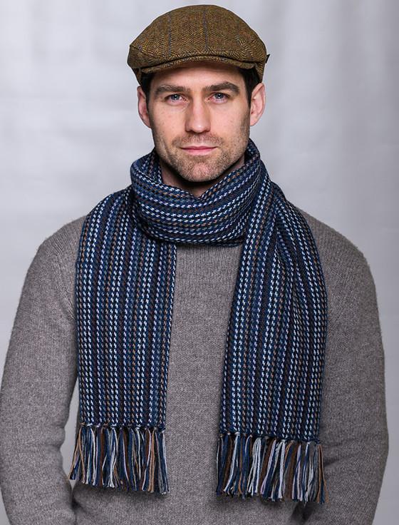 Aran Cashmere Alpaca Scarf - Purple White & Brown
