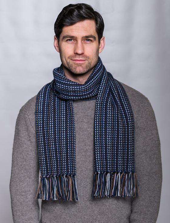 aran cashmere Alpaca Scarf - Purple White & Brown