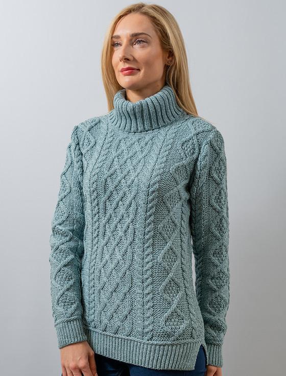 Aran Cashmere ‎Ar‎‎a‎n Polo Ne‎ck Cable Sweater