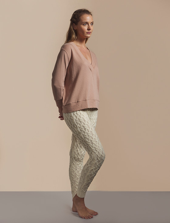 Aran Cashmere ‎Ar‎an Wool Cuffed Cable Leggings