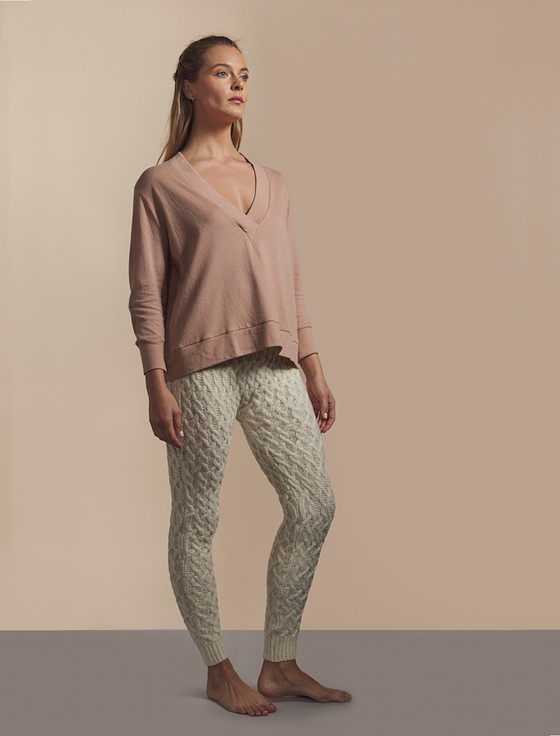 Aran Cashmere ‎Ar‎an Wool Cuffed Cable Leggings