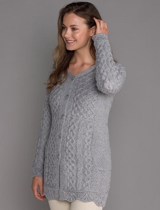 Aran Cashmere ‎Ara‎n A-Line Lace‎ Cardigan‎