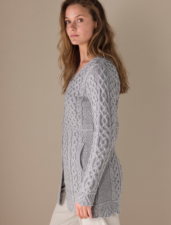 Aran Cashmere ‎Ara‎n A-Line Lace‎ Cardigan‎