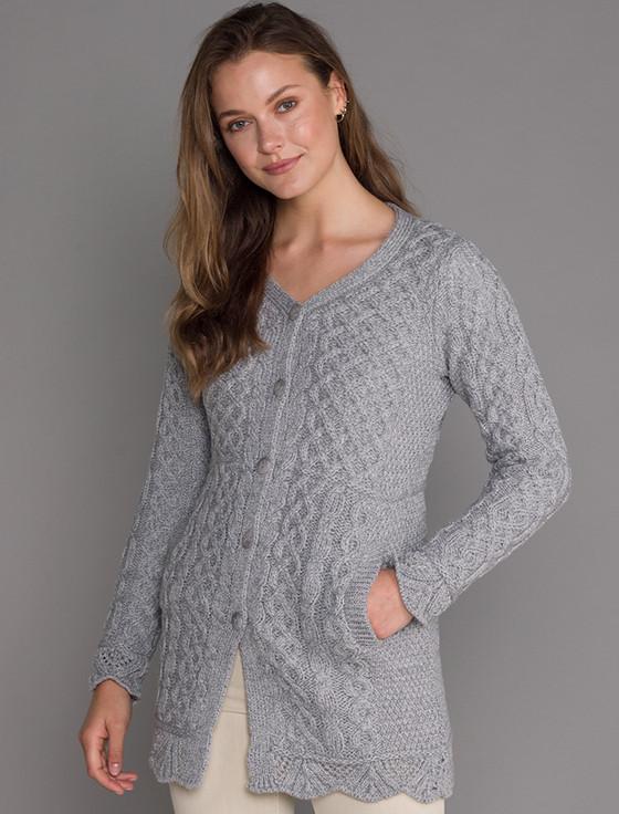 Aran Cashmere Aran A-Line Lace Cardigan