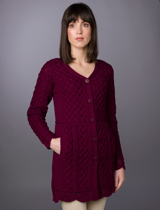 aran cashmere ‎Aran A-Line Lace‎ Cardigan