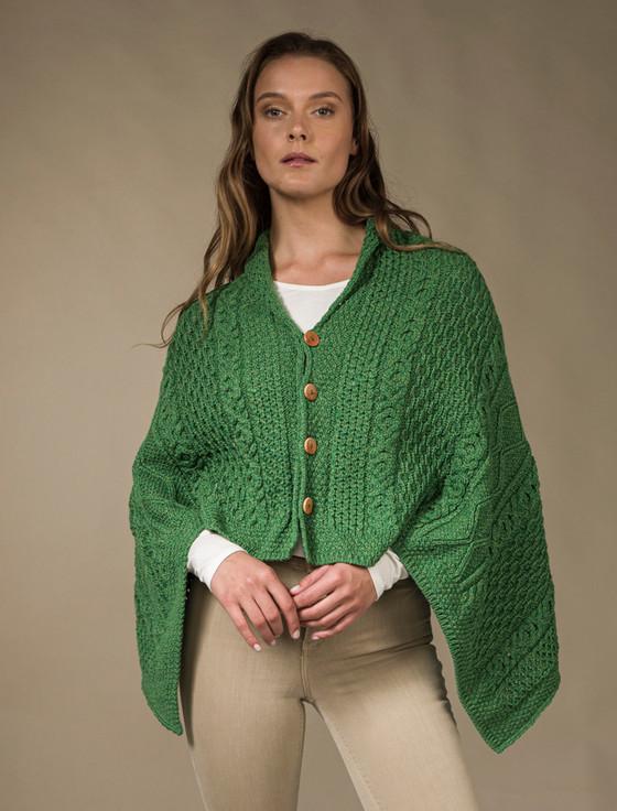 aran cashmere Aran Butt‎oned Wo‎ol Poncho