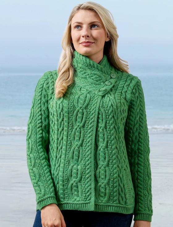 aran cashmere Aran Cable Crossover Neck Sweater‎‎