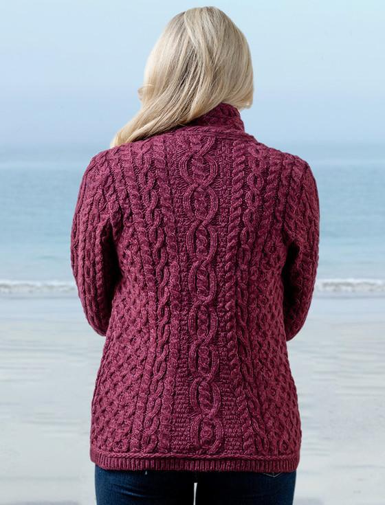Aran Cashmere Aran Cable Crossover Neck Sweater‎‎‎‎‎