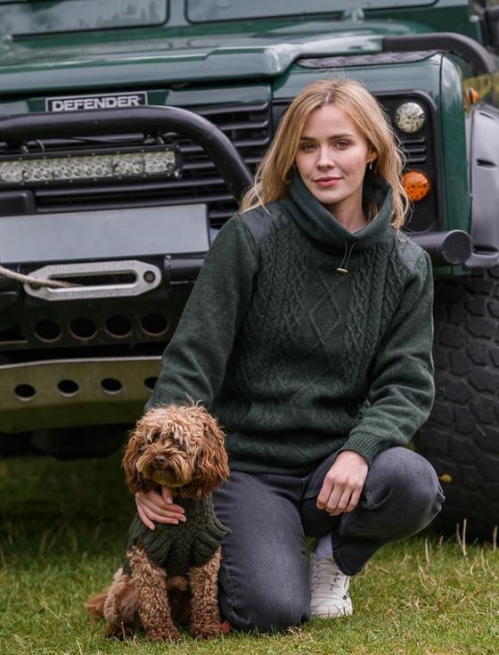 Aran Cashmere Aran Cable & Diamond Dog Sweater