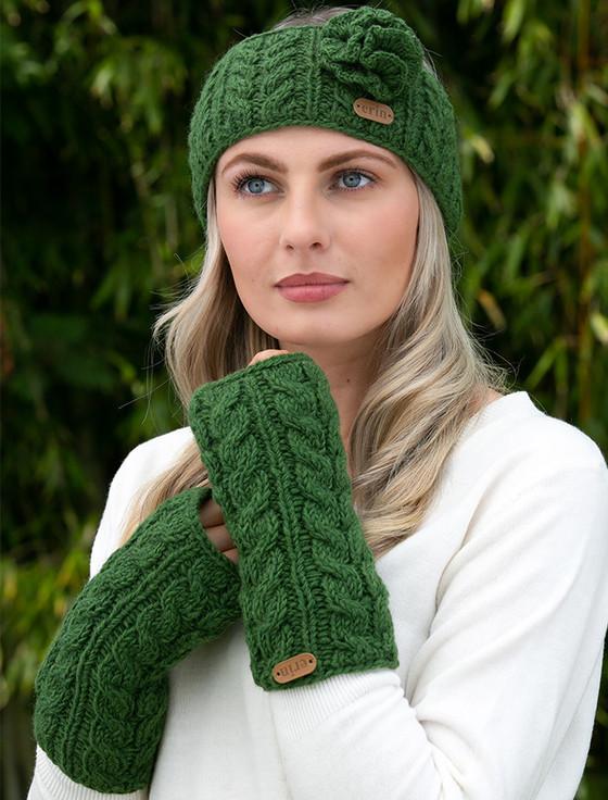 Aran Cashmere Aran Cable Headband With Flower
