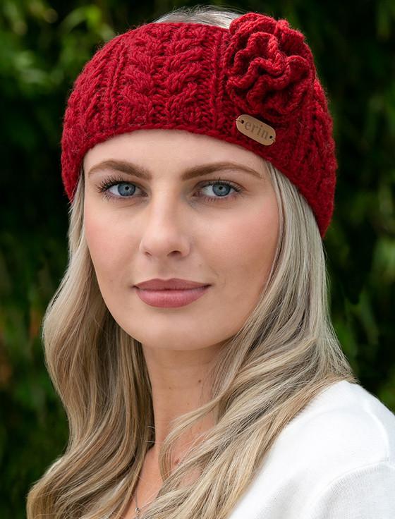 aran cashmere Aran Cable Headband With Flower