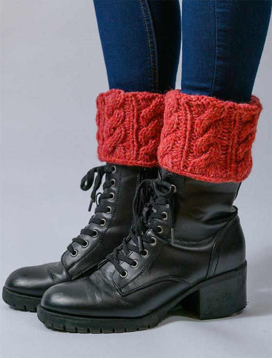 aran cashmere Aran Cable Knit Boot Cuffs