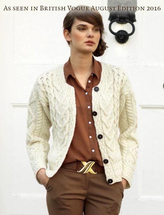 Aran Cashmere Aran Cable Knit Cardigan‎