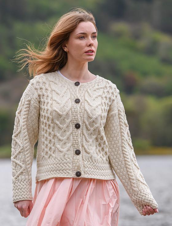 aran cashmere Aran Cable Knit Cardigan‎