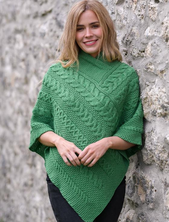 Aran Cashmere Aran Cable & Moss Poncho