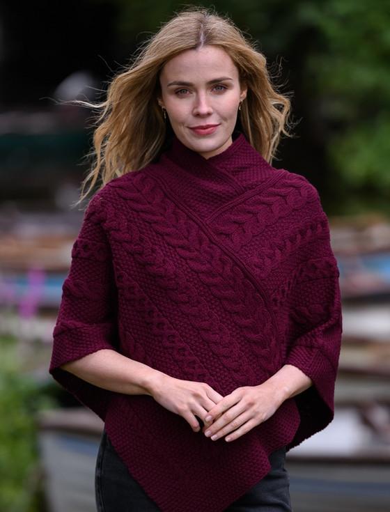 Aran Cashmere Aran Cable & Moss Poncho