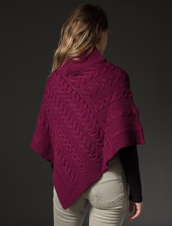 Aran Cashmere Aran Cable & Moss Poncho‎‎