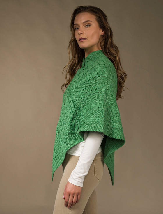Aran Cashmere Aran Cable & Moss Poncho
