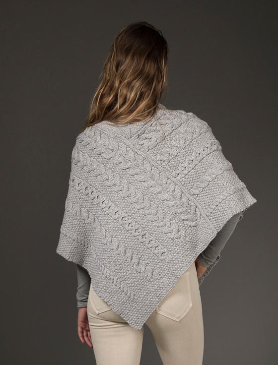 Aran Cashmere Aran Cable & Moss Poncho‎‎‎‎‎‎