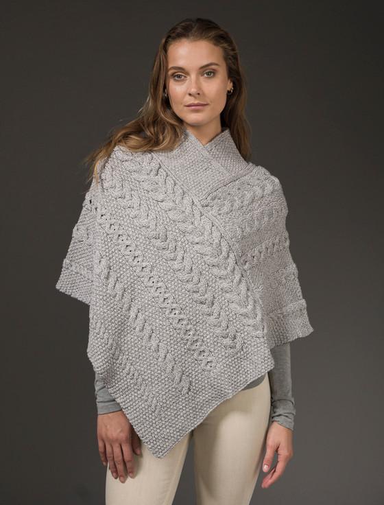 aran cashmere Aran Cable & Moss Poncho‎‎‎‎‎‎