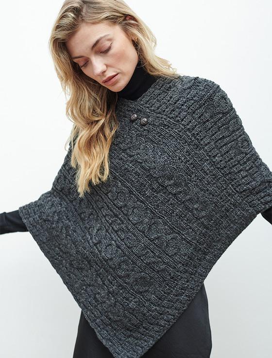 Aran Cashmere Aran Cable Wool Poncho
