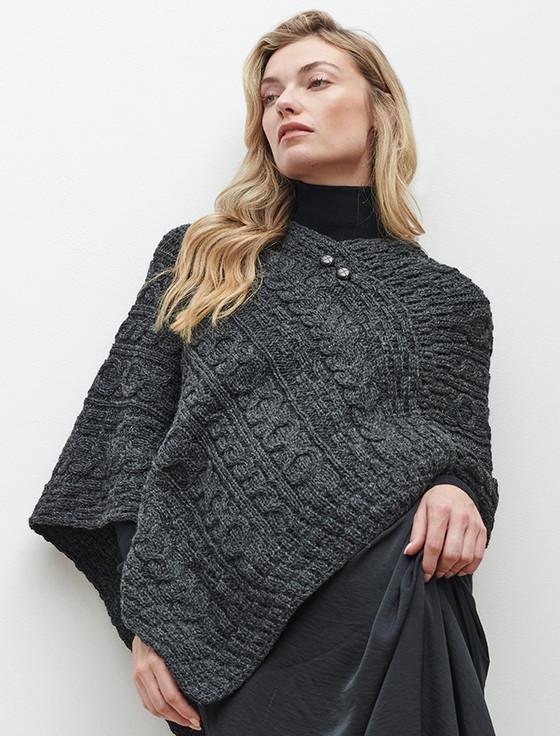 Aran Cashmere Aran Cable Wool Poncho