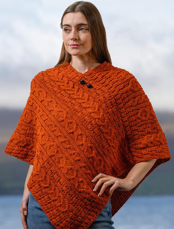 Aran Cashmere Aran Cable Wool Poncho