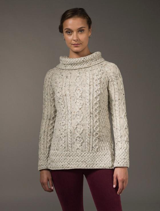 aran cashmere Aran Cowl Neck Tunic Sweater