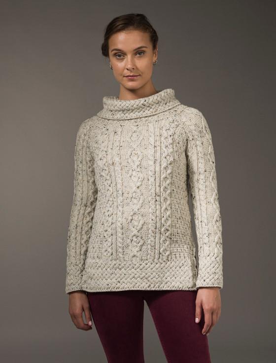 Aran Cashmere Aran Cowl Neck Tunic Sweater