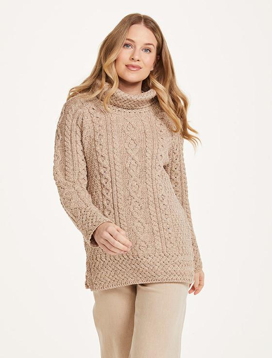 Aran Cashmere Aran Cowl Neck Tunic Sweater‎