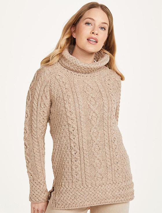aran cashmere Aran Cowl Neck Tunic Sweater