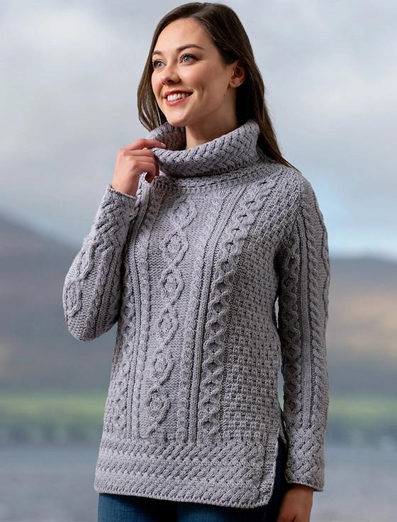 Aran Cashmere Aran Cowl Neck Tunic Sweater‎‎‎‎