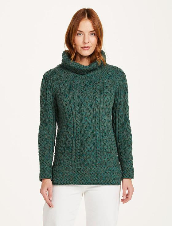 aran cashmere Aran Cowl Neck Tunic Sweater‎‎‎‎‎‎‎‎