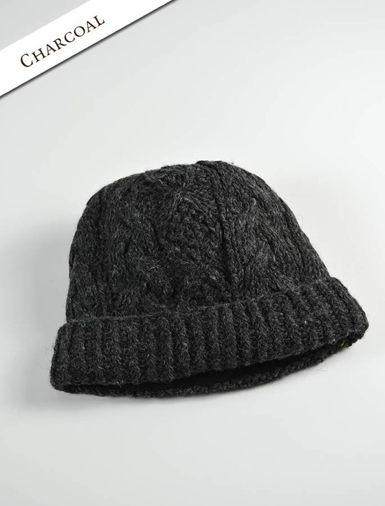 Aran Cashmere Aran Fleece Lined Rib Cap
