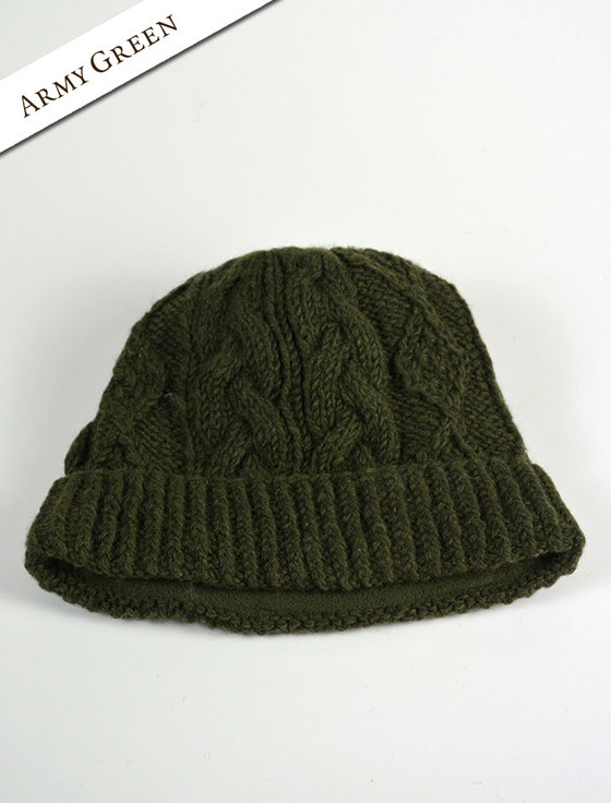 Aran Cashmere Aran Fleece Lined Rib Cap