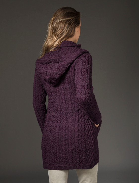Aran Cashmere ‎Aran Hoo‎ded Double ‎‎Zip Coat