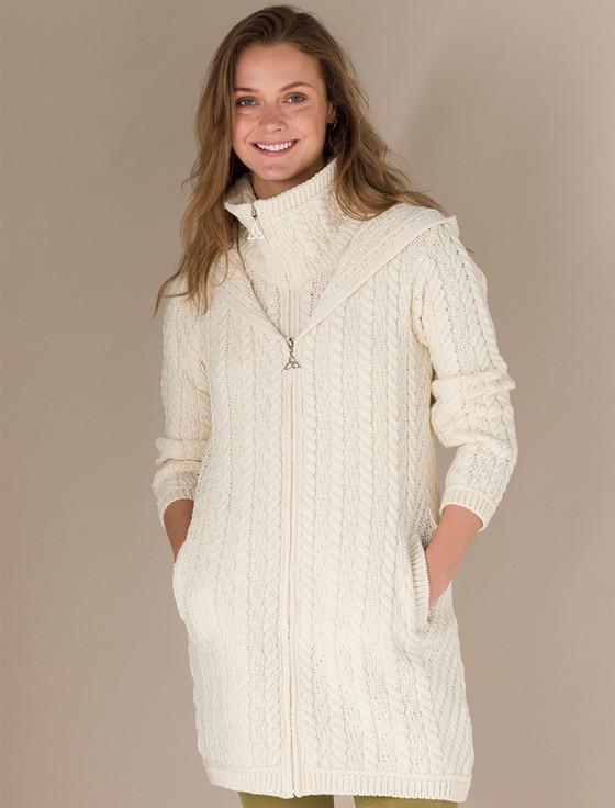 aran Cashmere Aran Hooded Double Zip Coat