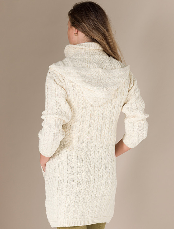 Aran Cashmere Aran Hooded Double ‎‎Zip Coat