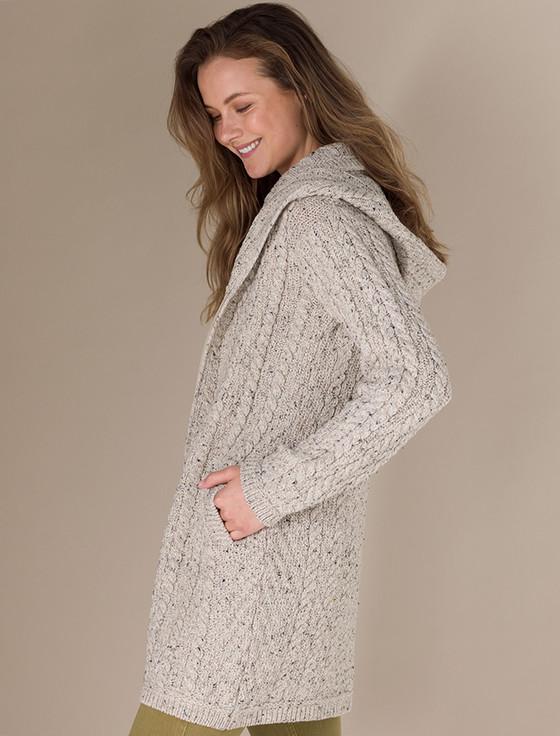 Aran Cashmere Aran Hooded‎ Double ‎‎Zip Coat